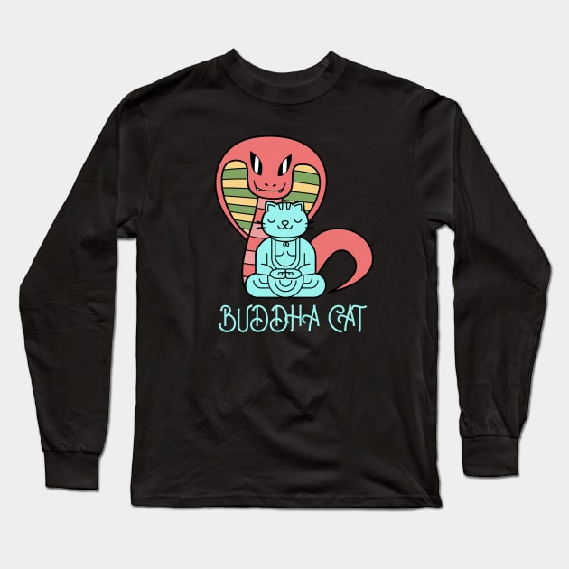 Buddha Cat Long Sleeve T-Shirt by VintageSassy